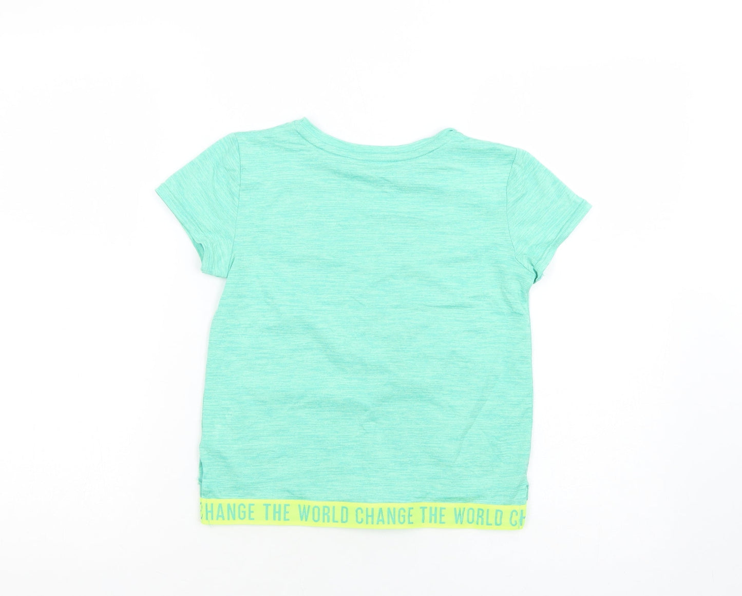 Dunnes Stores Girls Green  Polyester Pullover T-Shirt Size 7-8 Years Crew Neck Pullover
