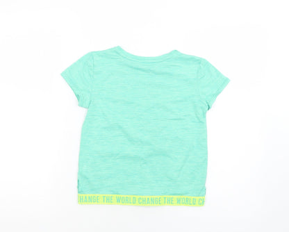 Dunnes Stores Girls Green  Polyester Pullover T-Shirt Size 7-8 Years Crew Neck Pullover