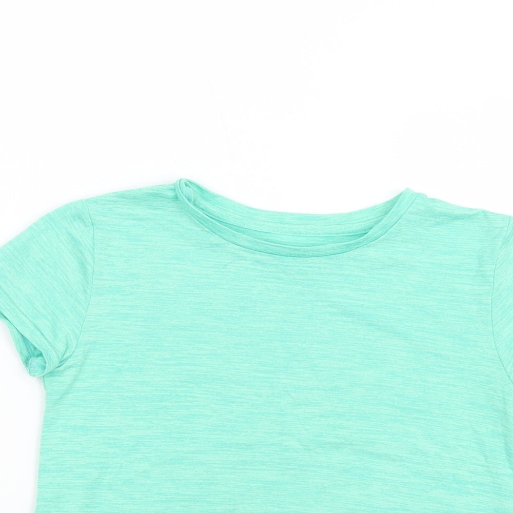 Dunnes Stores Girls Green  Polyester Pullover T-Shirt Size 7-8 Years Crew Neck Pullover