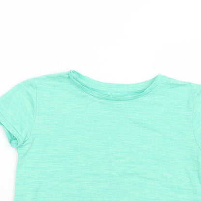 Dunnes Stores Girls Green  Polyester Pullover T-Shirt Size 7-8 Years Crew Neck Pullover