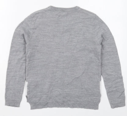 Pepperts Girls Grey Crew Neck  Acrylic Pullover Jumper    - Penguin