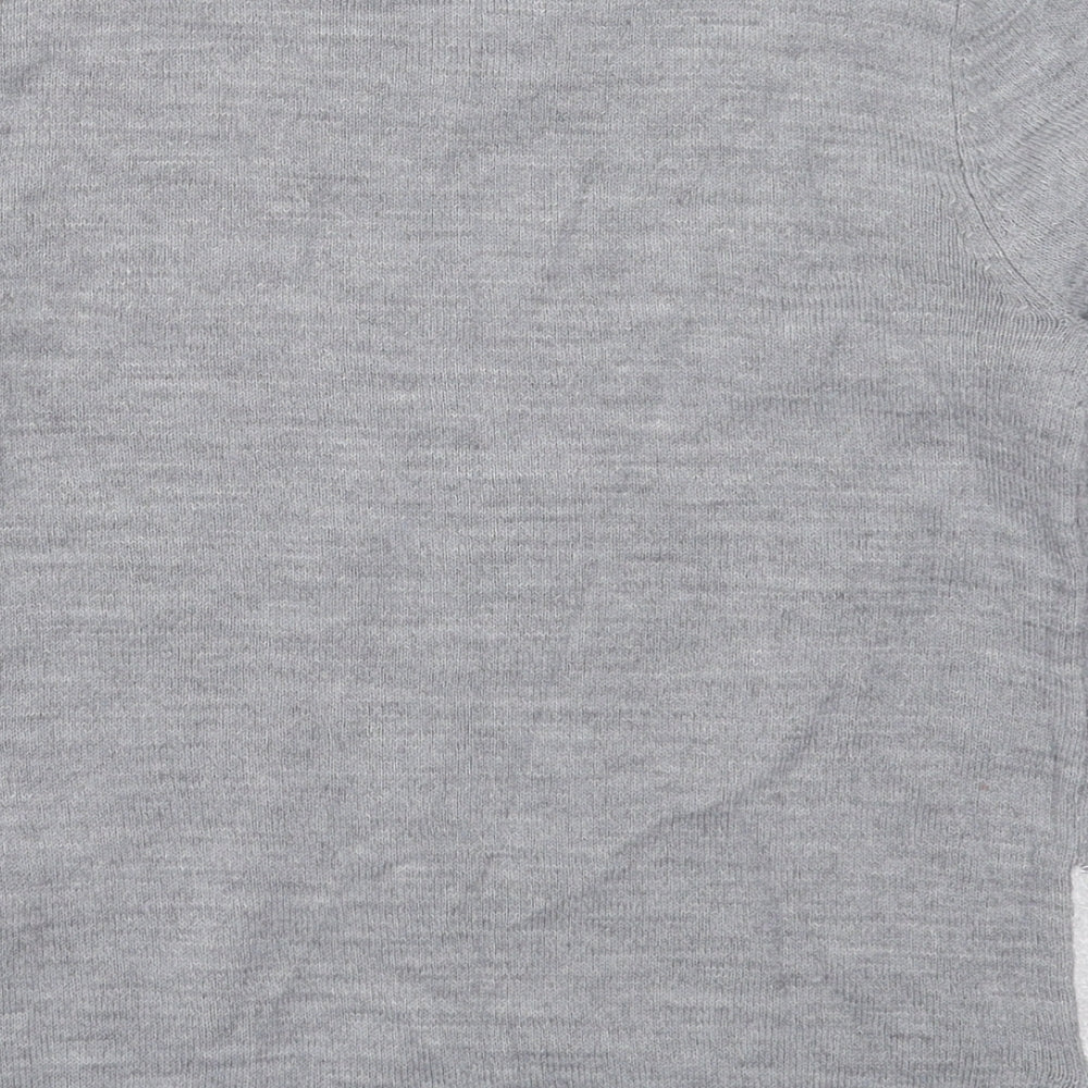 Pepperts Girls Grey Crew Neck  Acrylic Pullover Jumper    - Penguin