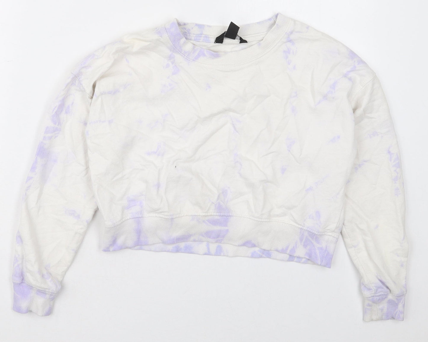 New Look Girls White  Cotton Pullover Sweatshirt Size 9 Years  Pullover - Purple