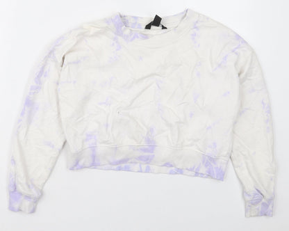 New Look Girls White  Cotton Pullover Sweatshirt Size 9 Years  Pullover - Purple