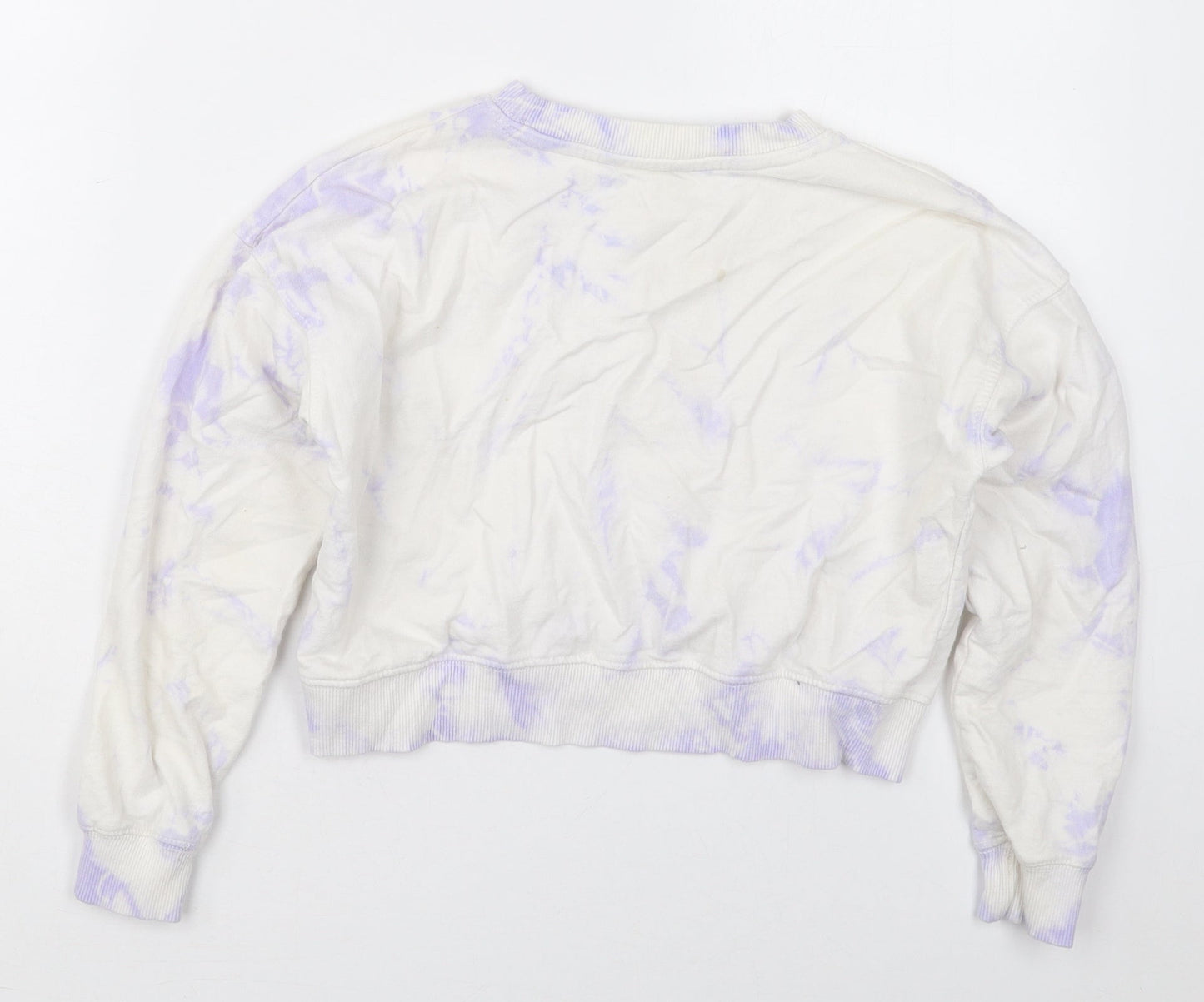 New Look Girls White  Cotton Pullover Sweatshirt Size 9 Years  Pullover - Purple