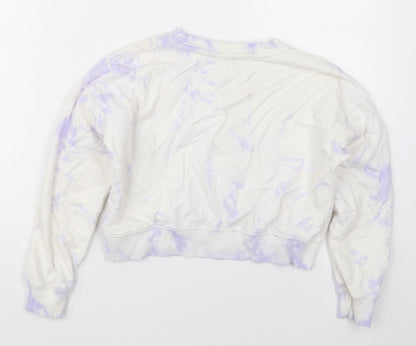 New Look Girls White  Cotton Pullover Sweatshirt Size 9 Years  Pullover - Purple