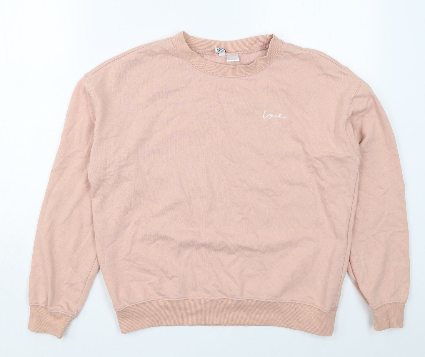 H&M Womens Pink  Cotton Pullover Sweatshirt Size M  Pullover - Love