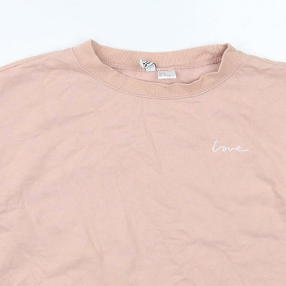 H&M Womens Pink  Cotton Pullover Sweatshirt Size M  Pullover - Love