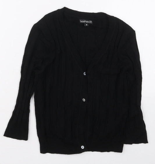 Boohoo Womens Black V-Neck  Viscose Cardigan Jumper Size M