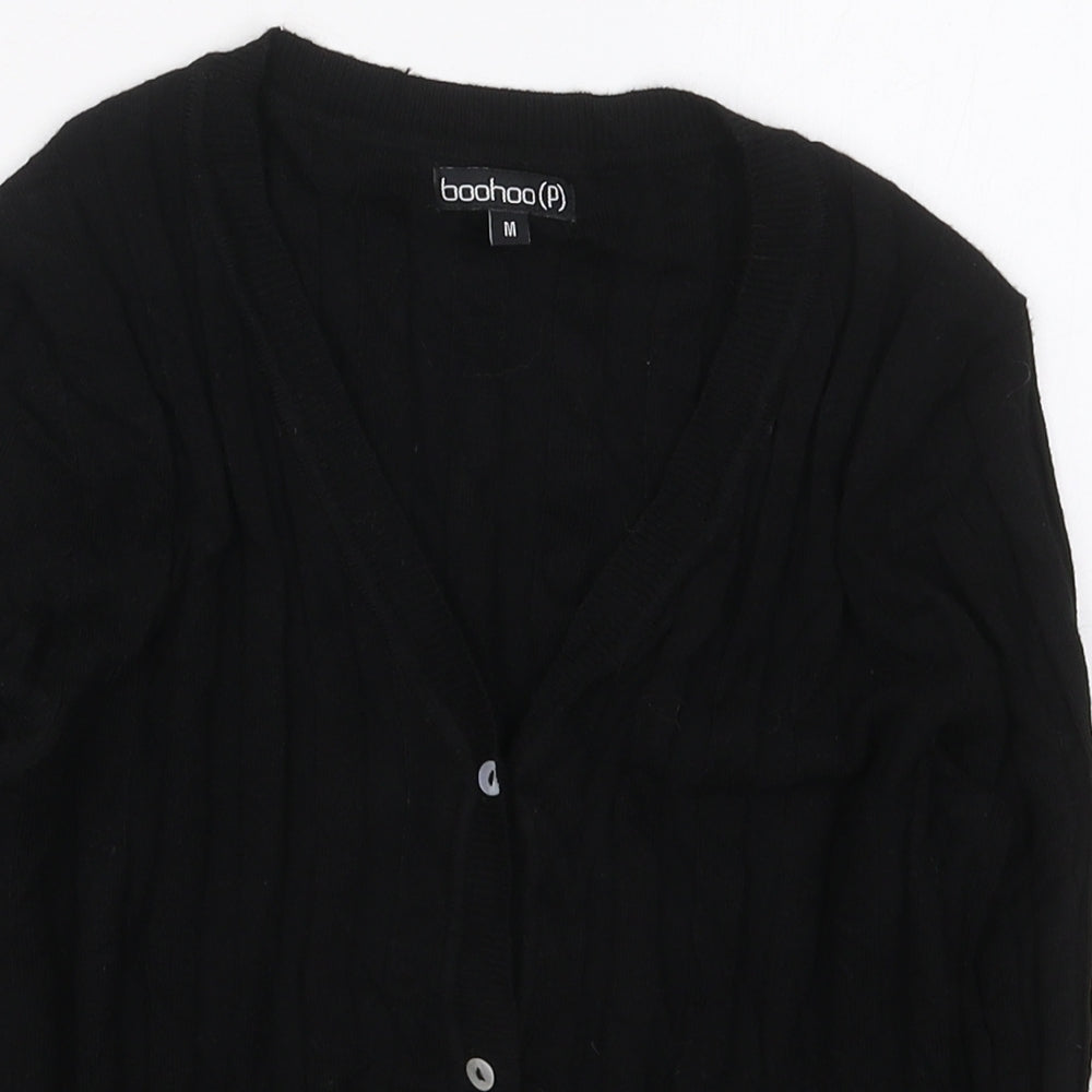Boohoo Womens Black V-Neck  Viscose Cardigan Jumper Size M