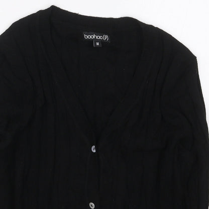 Boohoo Womens Black V-Neck  Viscose Cardigan Jumper Size M
