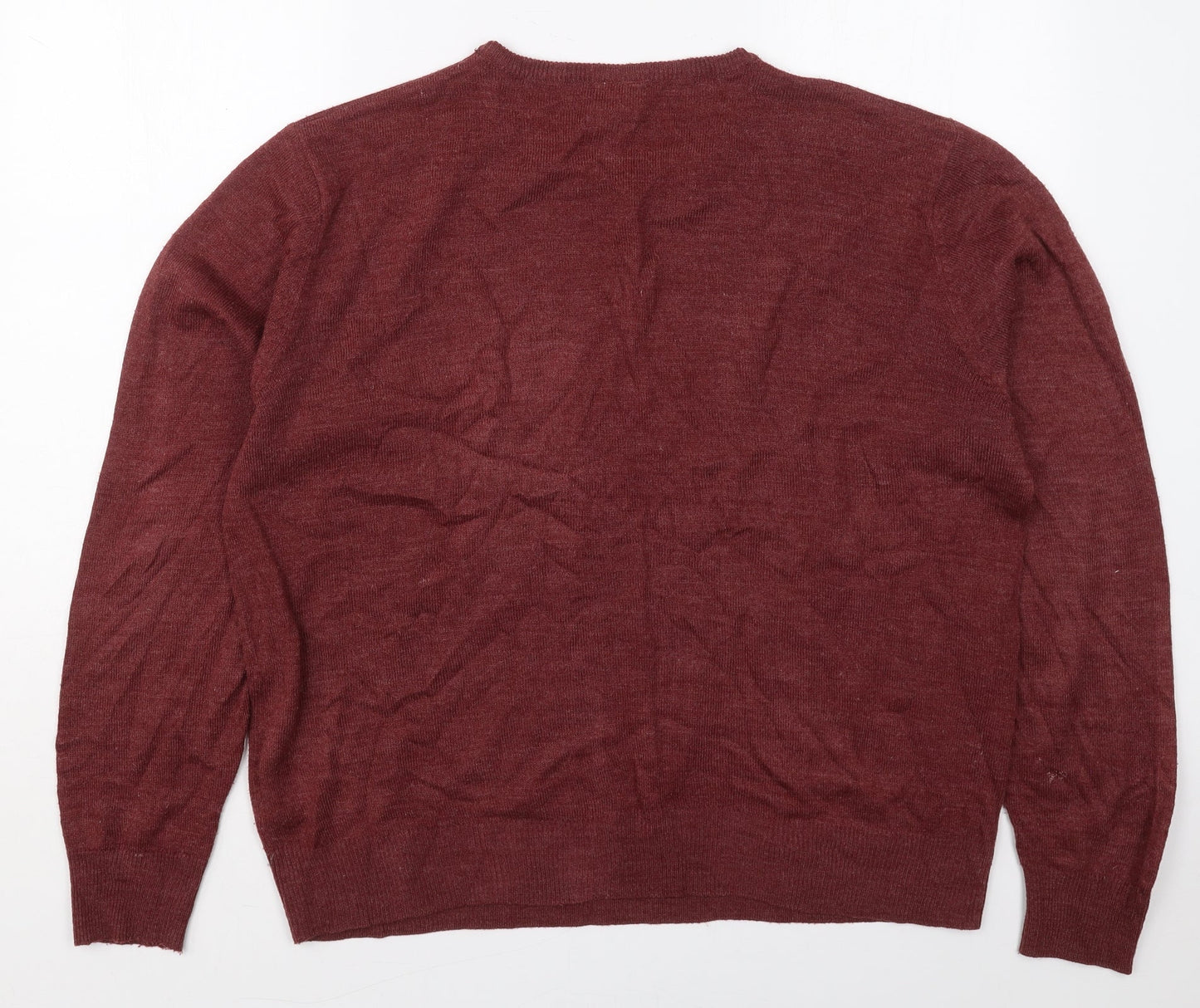 Finest Made Clothing Mens Red Crew Neck  Acrylic Pullover Jumper Size XL
