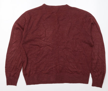 Finest Made Clothing Mens Red Crew Neck  Acrylic Pullover Jumper Size XL