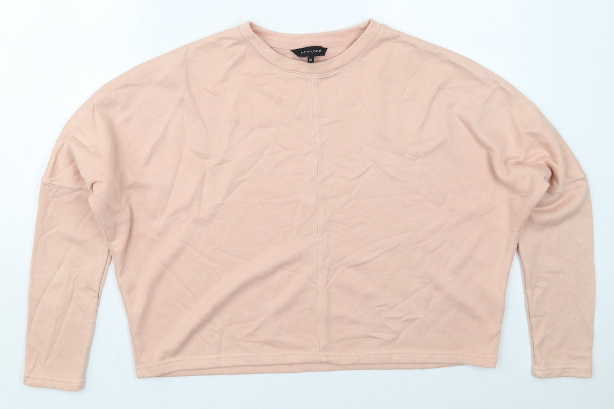 Additional front view of New Look women’s pink cotton pullover sweatshirt, size UK 10, pullover