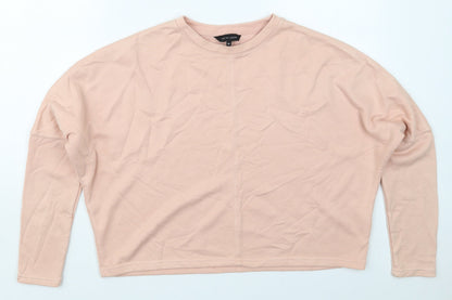 Additional front view of New Look women’s pink cotton pullover sweatshirt, size UK 10, pullover