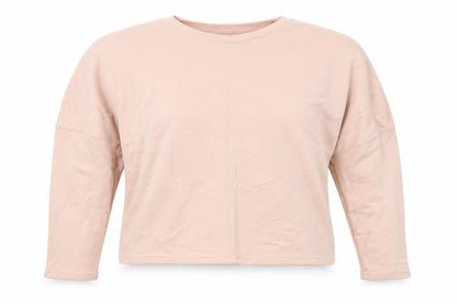 Front view of New Look women’s pink cotton pullover sweatshirt, size UK 10, pullover