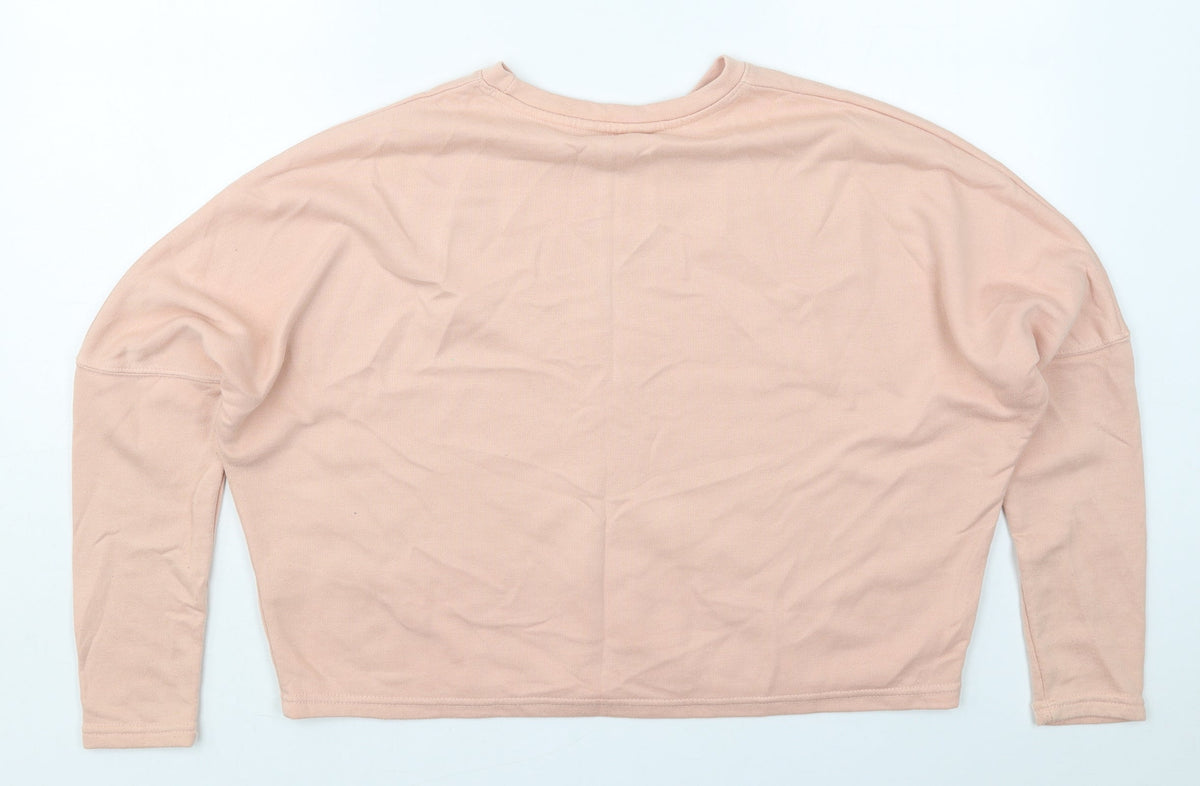 Back view of New Look women’s pink cotton pullover sweatshirt, size UK 10, pullover