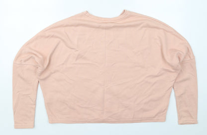 Back view of New Look women’s pink cotton pullover sweatshirt, size UK 10, pullover