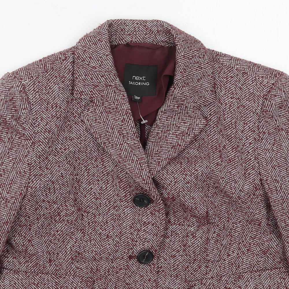 NEXT Womens Red Herringbone Polyester Jacket Blazer Size 10