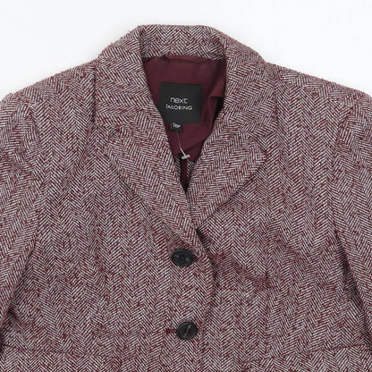 NEXT Womens Red Herringbone Polyester Jacket Blazer Size 10