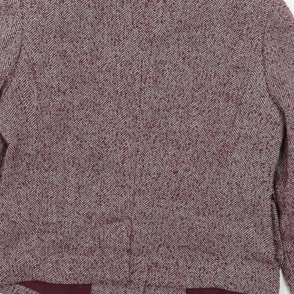 NEXT Womens Red Herringbone Polyester Jacket Blazer Size 10