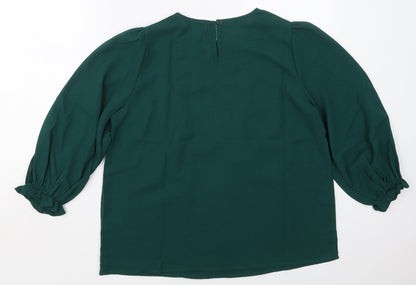 Womens UK Size 10 Studio Green Basic Blouse