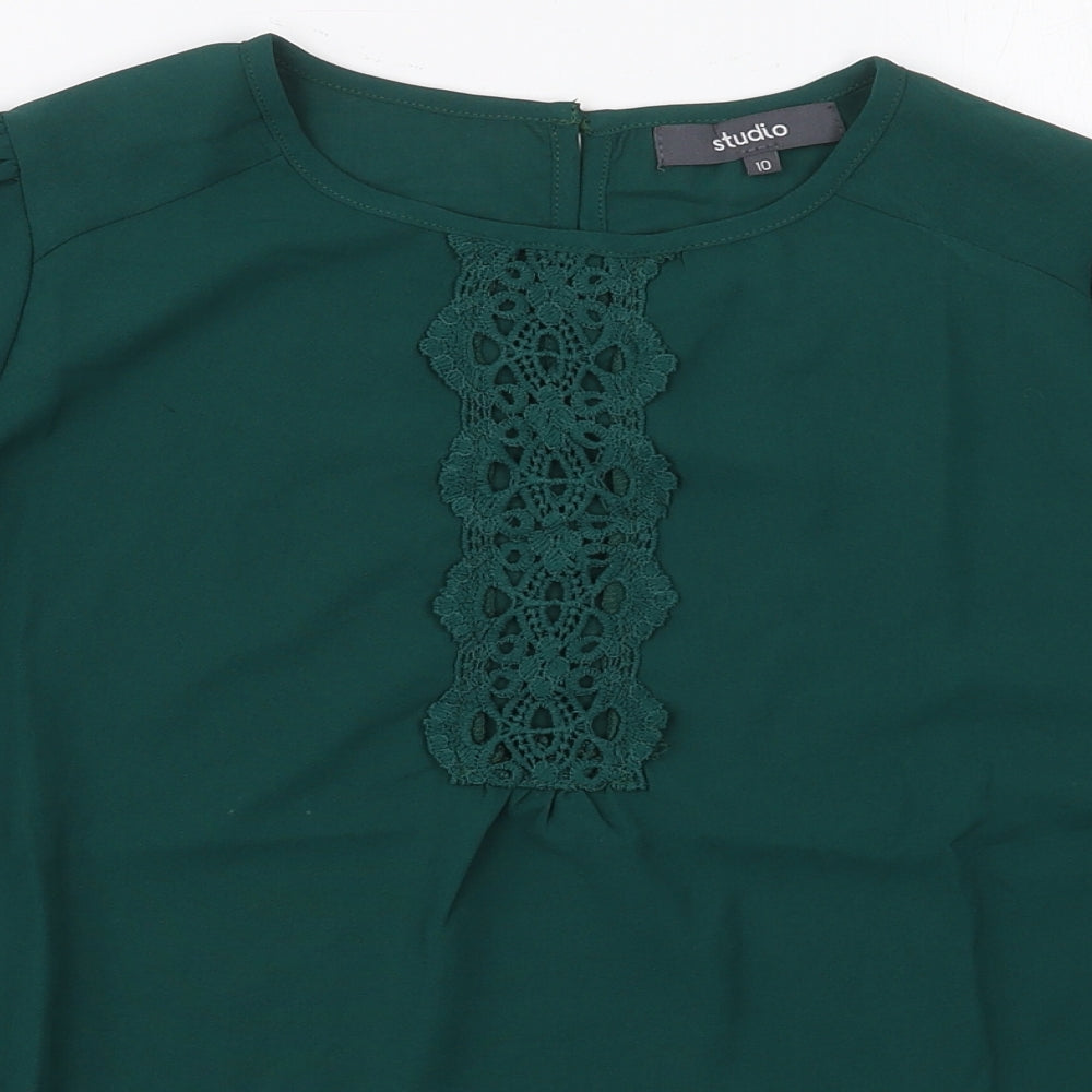 Womens UK Size 10 Studio Green Basic Blouse