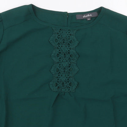 Womens UK Size 10 Studio Green Basic Blouse