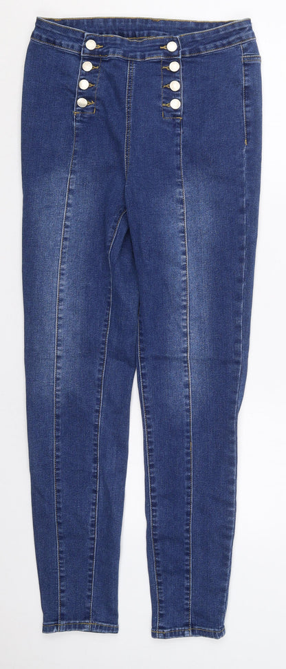 Womens UK Size M Preworn Regular Fit Skinny Blue Jeans