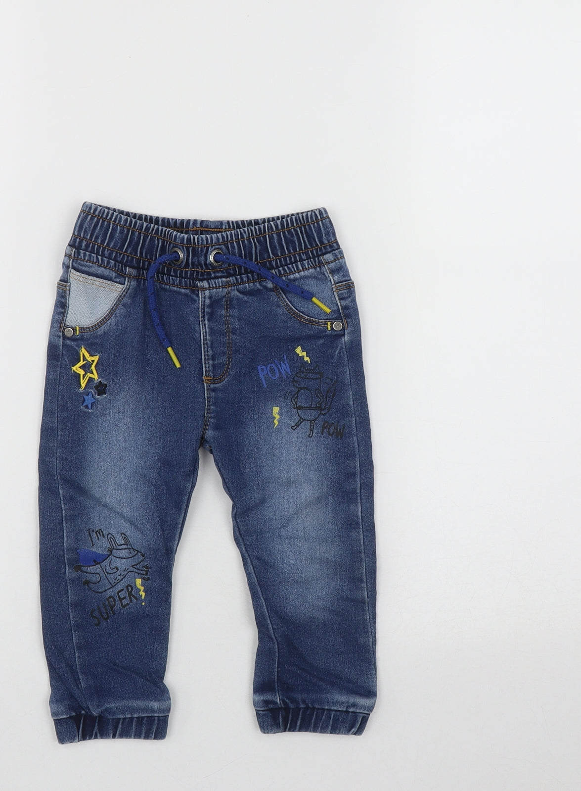 St Bernard Boys Blue  Cotton Capri Jeans Size 12 Months  Tie