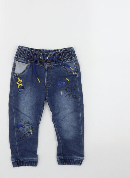 St Bernard Boys Blue  Cotton Capri Jeans Size 12 Months  Tie