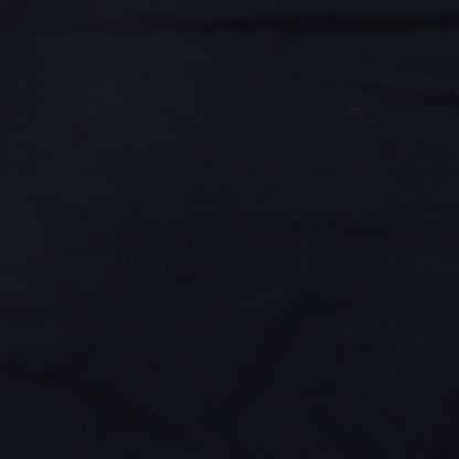 Brand and care label for Stars & Stipes men’s blue round neck polyester jumper, size S