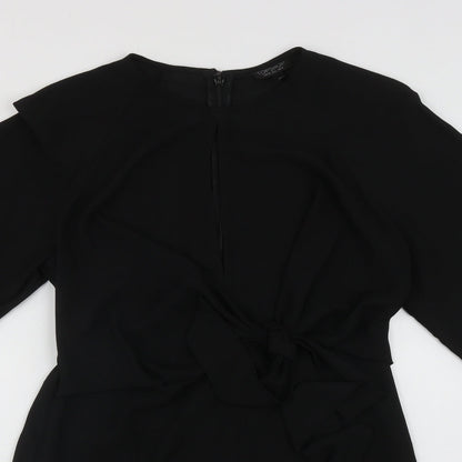 Topshop Womens Black  Polyester Fit & Flare  Size 10  Round Neck Zip