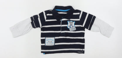 Additional front view of St Bernard boys’ blue striped cotton basic casual, size 9-12, months collared button