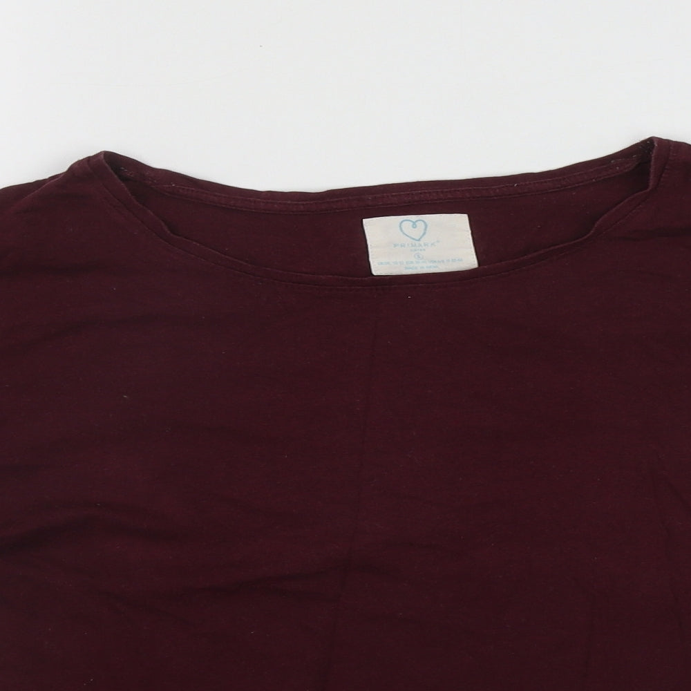 Primark Womens Purple  Cotton Basic Blouse Size S Round Neck