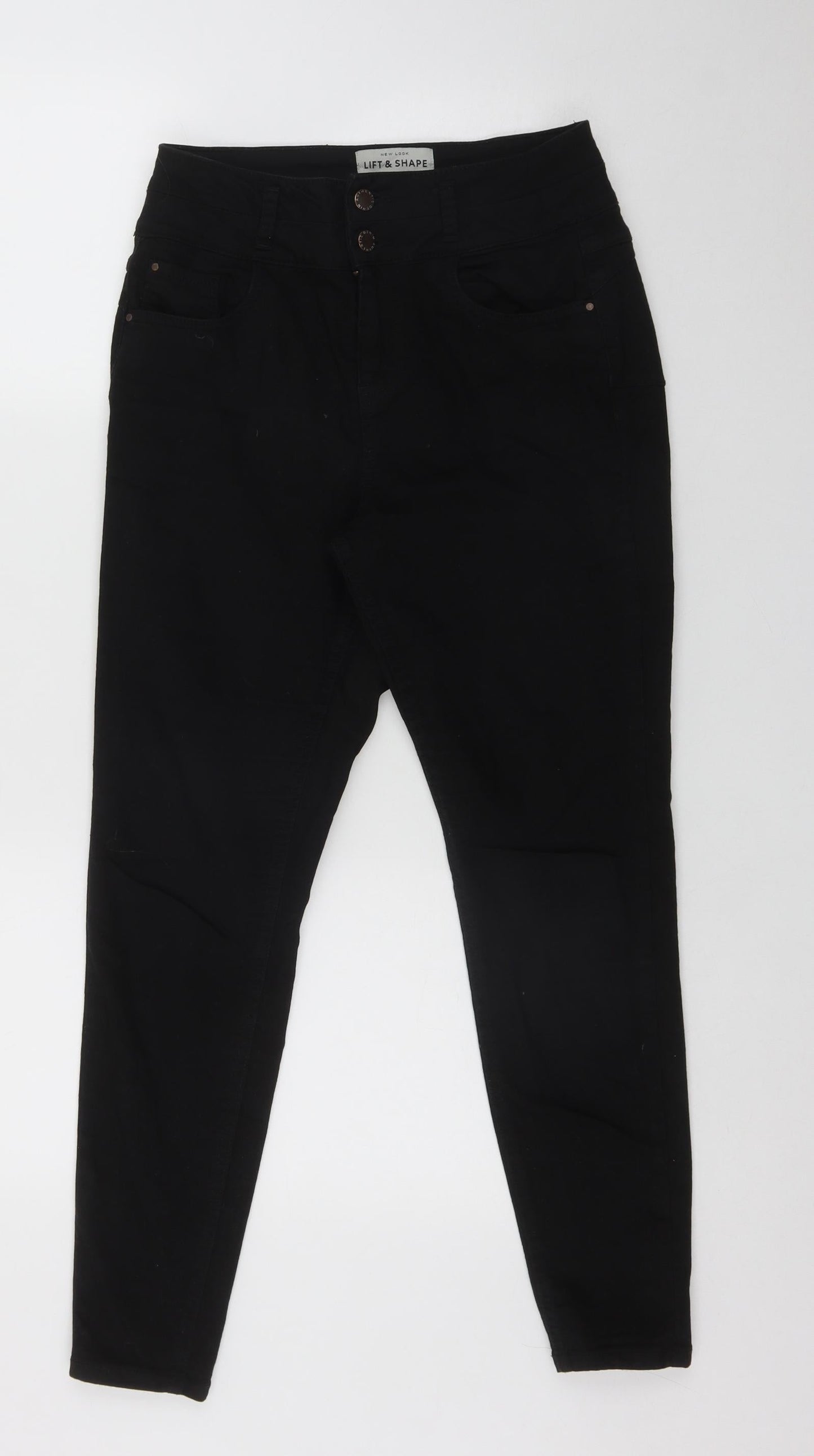 New Look Womens Black  Cotton Straight Jeans Size 10 L22 in Regular Zip