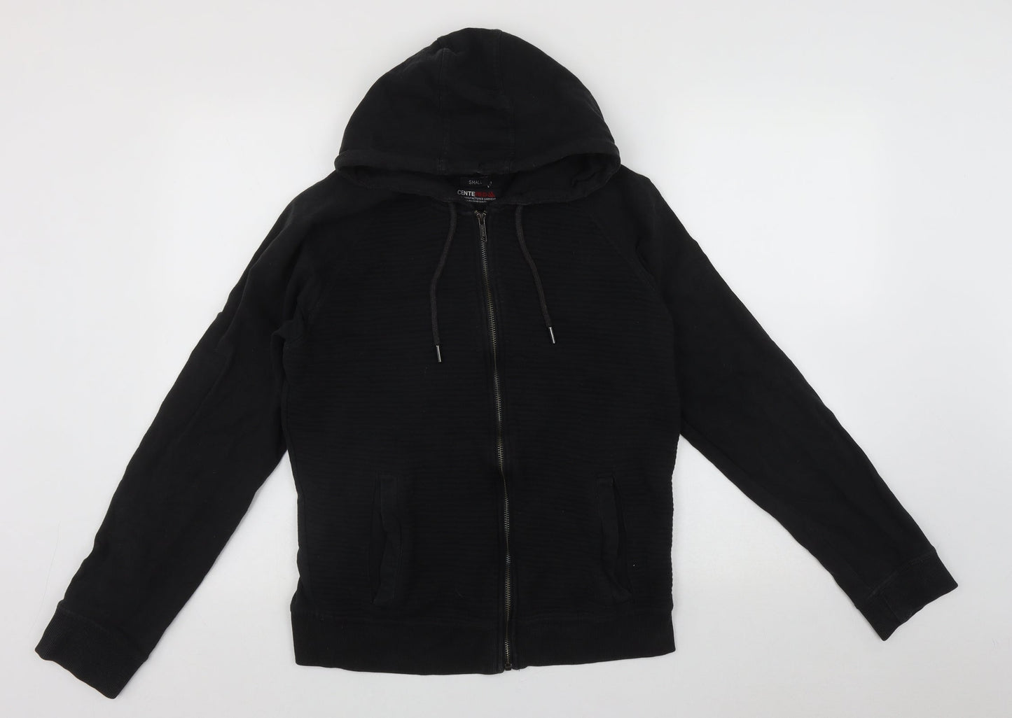 Centrered Mens Black  Cotton Full Zip Hoodie Size S