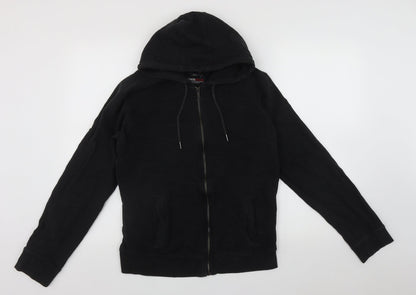 Centrered Mens Black  Cotton Full Zip Hoodie Size S