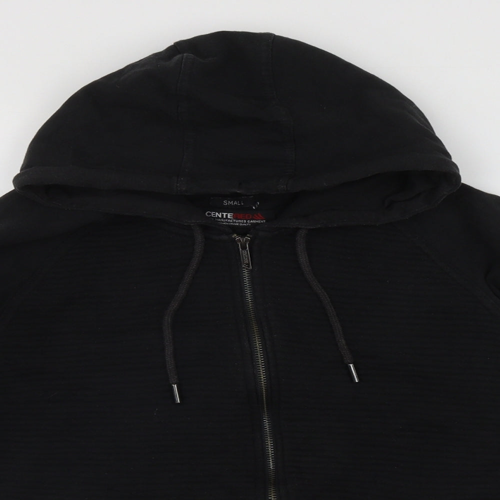 Centrered Mens Black  Cotton Full Zip Hoodie Size S