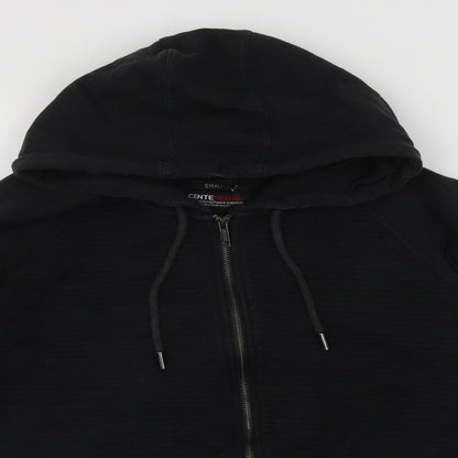Centrered Mens Black  Cotton Full Zip Hoodie Size S
