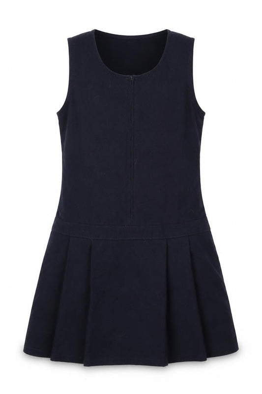 Marks and Spencer Girls Blue  Polyester Pinafore/Dungaree Dress  Size 9-10 Years  Scoop Neck Zip
