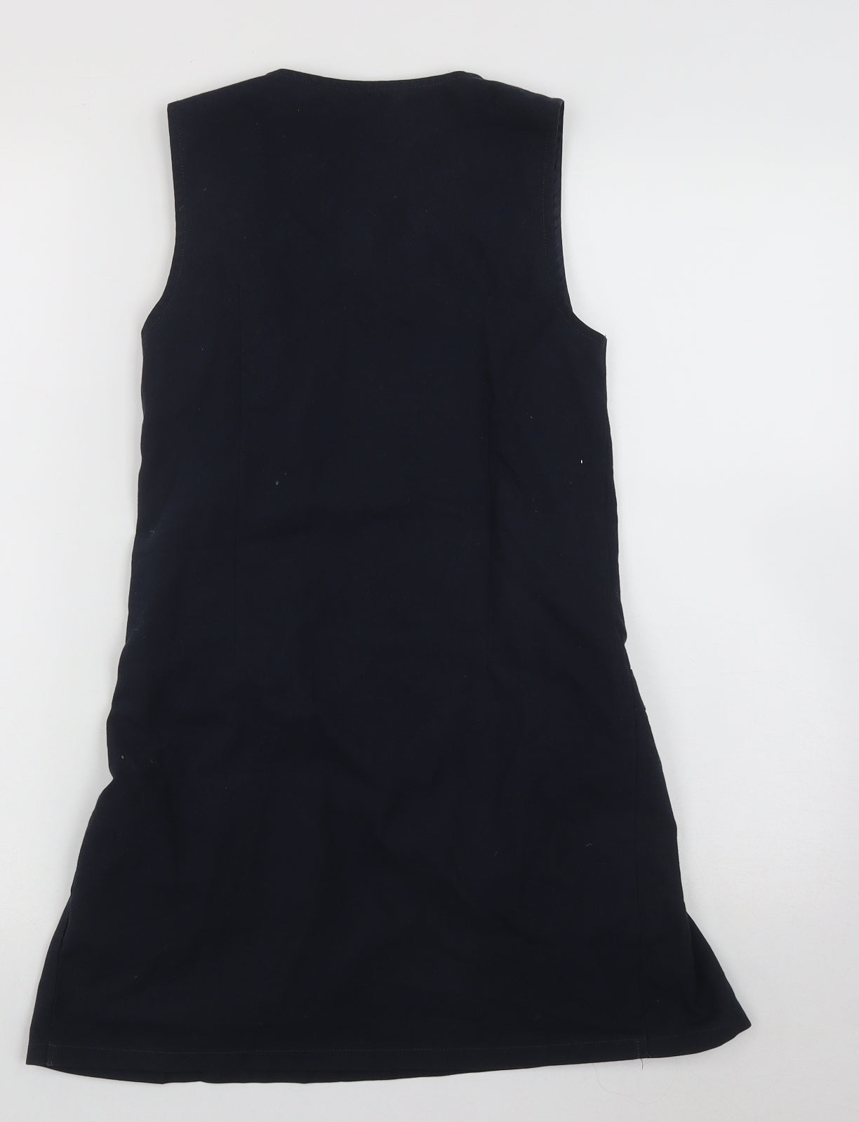 Marks and Spencer Girls Blue  Polyester Pinafore/Dungaree Dress  Size 9-10 Years  Scoop Neck Zip