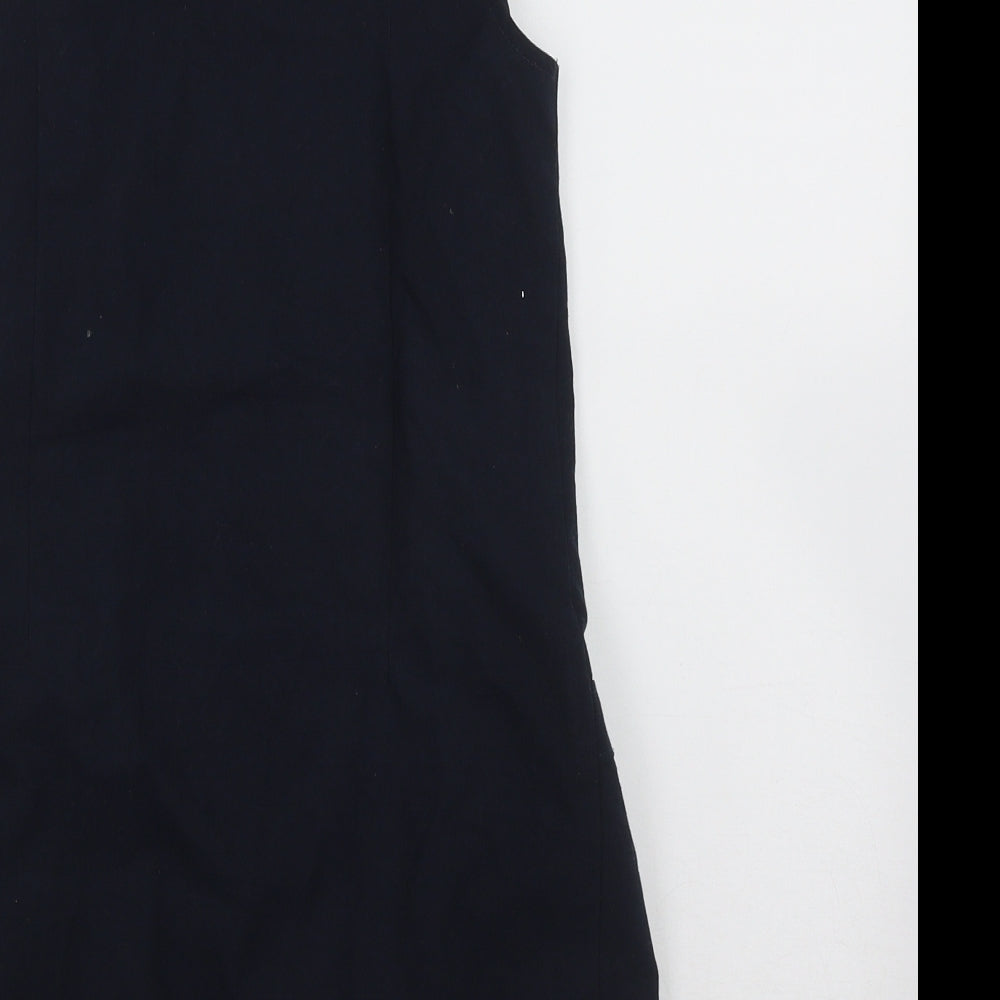 Marks and Spencer Girls Blue  Polyester Pinafore/Dungaree Dress  Size 9-10 Years  Scoop Neck Zip