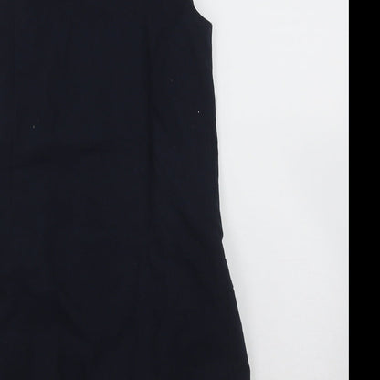 Marks and Spencer Girls Blue  Polyester Pinafore/Dungaree Dress  Size 9-10 Years  Scoop Neck Zip