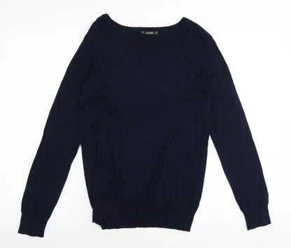 Dunnes Stores Womens Blue Boat Neck  Viscose Pullover Jumper Size S