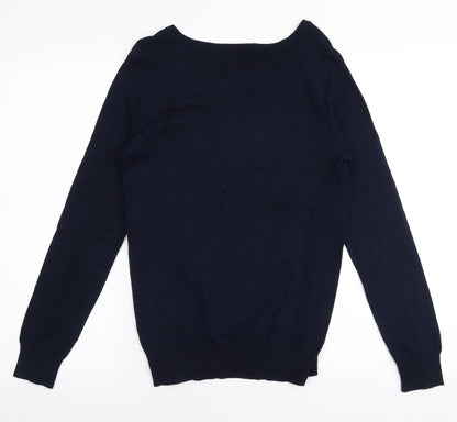 Dunnes Stores Womens Blue Boat Neck  Viscose Pullover Jumper Size S