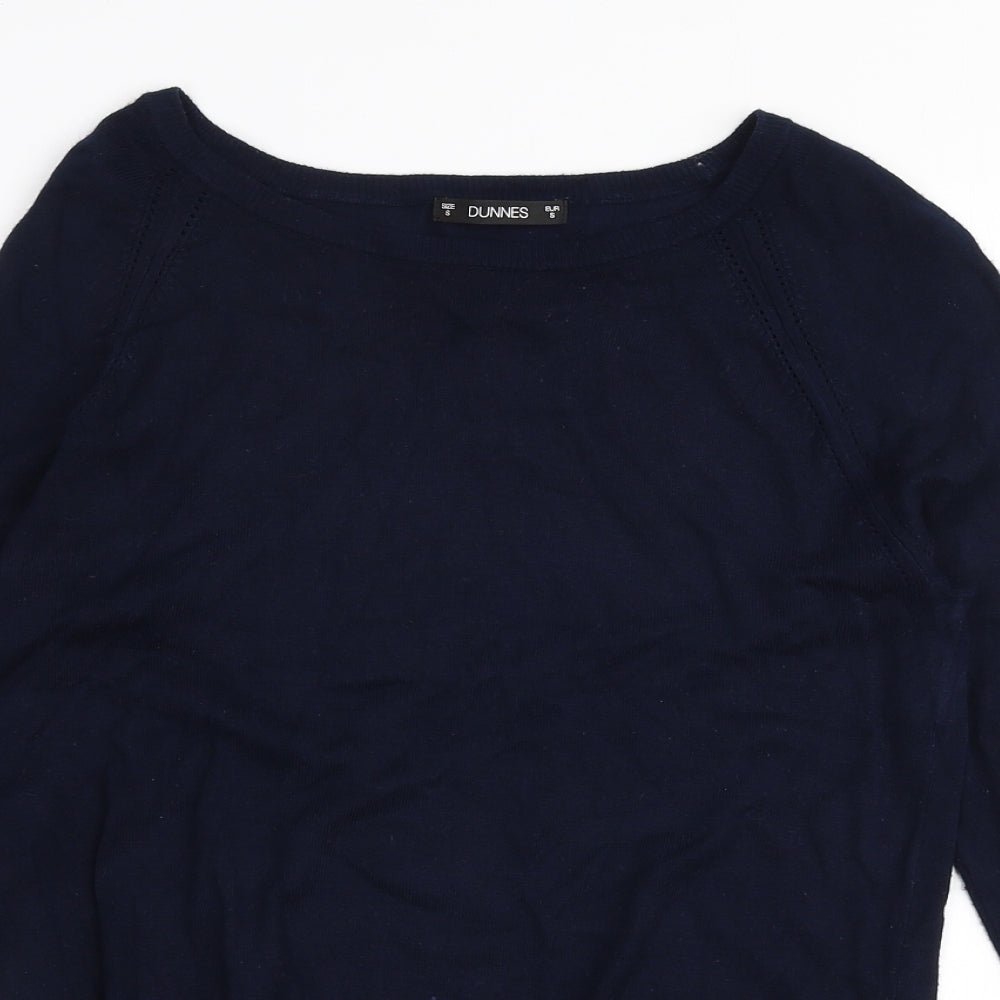 Dunnes Stores Womens Blue Boat Neck  Viscose Pullover Jumper Size S