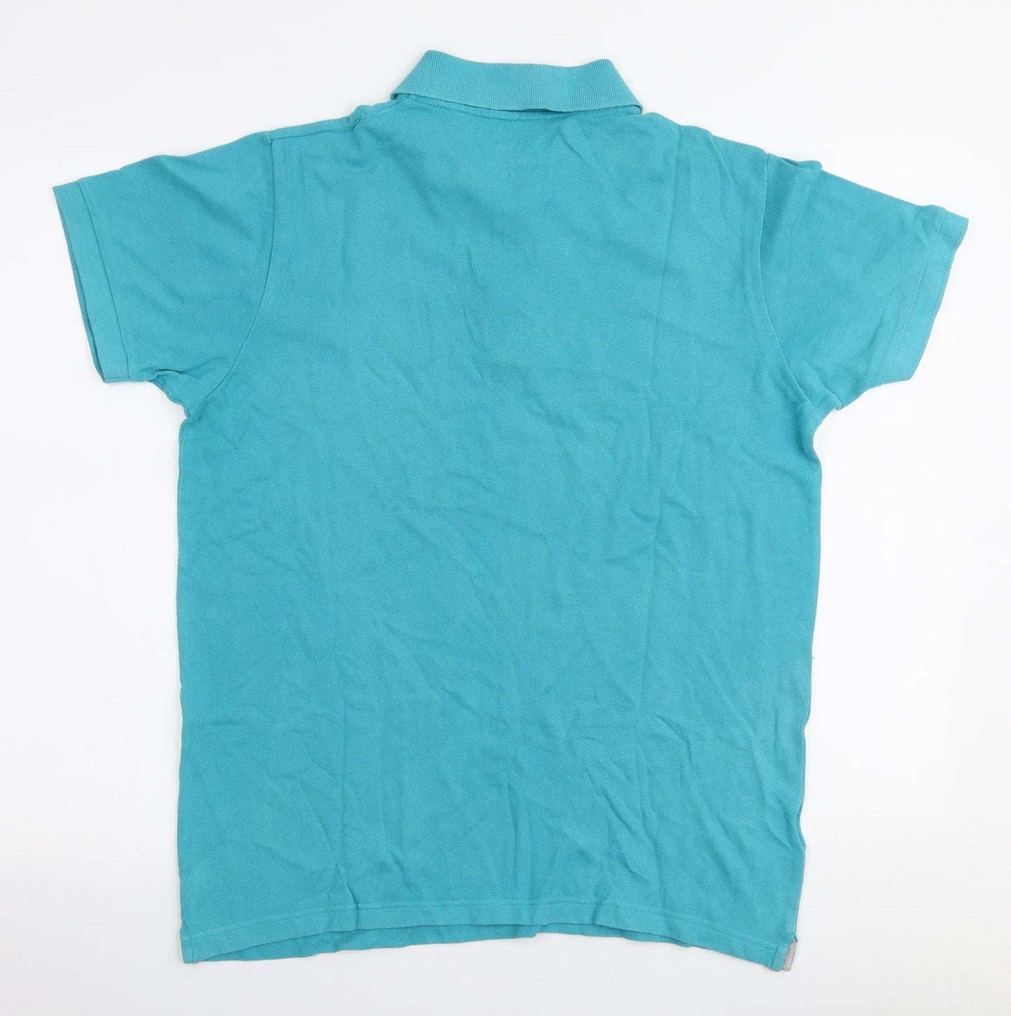 Easy Mens Blue  Cotton  Polo Size M Collared Button