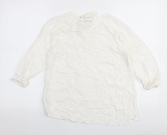 F&F Womens Ivory  Viscose Basic Blouse Size 6 Round Neck