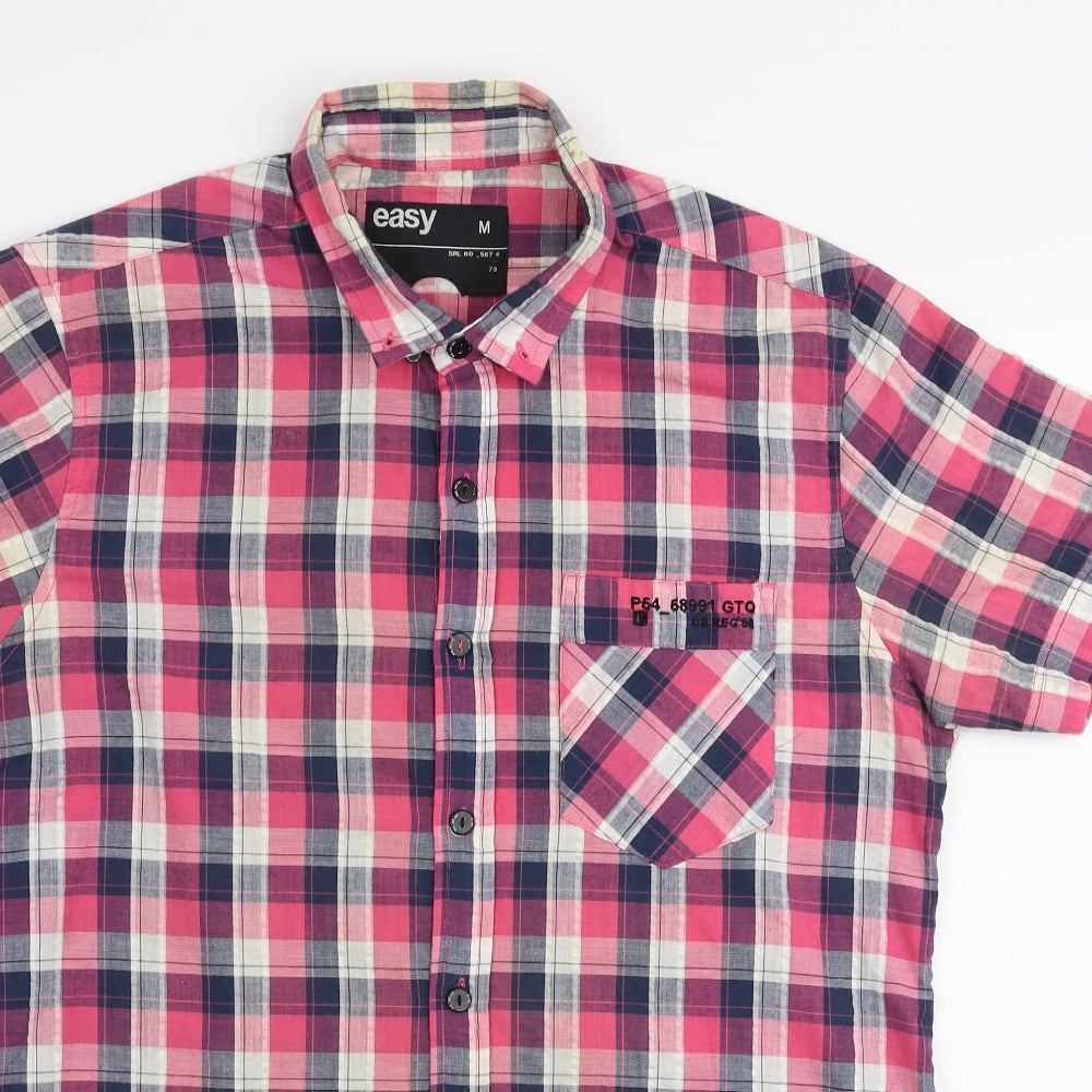 Mens UK Size M Easy Multicoloured  Button-Up Short Sleeve Casual Shirt